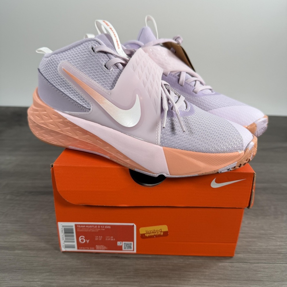 Nike Team Hustle D 12 Shoes Youth Size 6Y Pink Basketball Sneakers HF6279-500